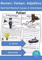 Vorschau - Arbeitsblätter - Polizei: Nomen • Verben • Adjektive - 13 Arbeitsblätter zu Wortarten - Deckblatt