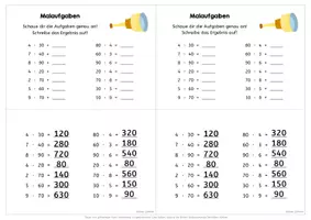Vorschau - Arbeitsblätter - Lerntheke (mit Lösung) - Zehnerzahlen multiplizieren und dividieren (ZR bis 1000) - Seite 3