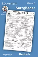 Vorschau - Mal- und Bastelvorlagen - Lückentext: Satzglieder – Klasse 6, Deutsch - Deckblatt