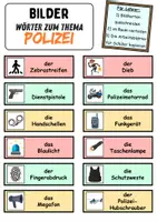 Vorschau - Mal- und Bastelvorlagen - Vokabelzettel / Bildkarten: Polizei - DaZ/DaF / Deutsch (Wortschatz) - Seite 2