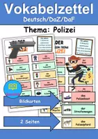 Vorschau - Mal- und Bastelvorlagen - Vokabelzettel / Bildkarten: Polizei - DaZ/DaF / Deutsch (Wortschatz) - Deckblatt
