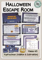 Vorschau - Spiele - Halloween Escape Room - Kopfrechnen Addition & Subtraktion - Deckblatt