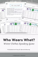 Vorschau - Arbeitsblätter - Who Wears What? Winter Clothing | Englisch | Speaking Game & Sprechübung (Winterkleidung) - Deckblatt