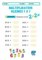 Vorschau - Arbeitsblätter - Arbeitsblatt Multiplikation und Division Kleines 1X1 mit Musterlösung - Seite 1