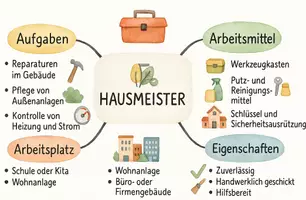 Vorschau - Arbeitsblätter - AB mit Fragen zum Thema "Hausmeister" + Lösungsblatt + Mindmap + Infografik - Seite 2