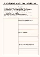 Vorschau - Arbeitsblätter - Unfallgefahren in der Lehrküche - Deckblatt