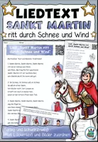 Vorschau - Arbeitsblätter - Lied "Sankt Martin ritt durch Schnee und Wind" Lückentext + Bilder zuordnen 2fach differenziert #sonnemondundsparen - Deckblatt