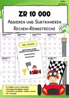 Vorschau - Arbeitsblätter - Rechenrennen – Addieren & Subtrahieren im Zahlenraum 10 000 - Deckblatt
