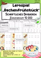 Vorschau - Stationenlernen - Schriftliche Division im Zahlenraum 10 000 – Rechenfrühstück, Lernspiel & Training mit Lösungen - Deckblatt