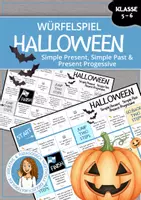 Vorschau - Arbeitsblätter - Würfelspiel - Halloween | Simple Present, Present Progressive, Simple Past - Deckblatt