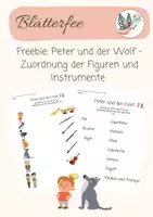 Vorschau - Arbeitsblätter - Freebie:Peter und der Wolf - Figuren und Instrumente zuordnen - Deckblatt