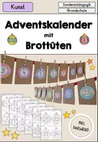 Vorschau - Arbeitsblätter - Adventskalender basteln zu Weihnachten mit Brottüten - Grundschule - Deckblatt