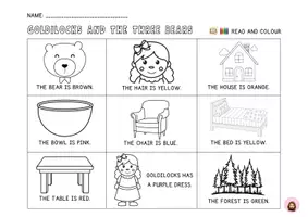 Vista previa - Hojas de trabajo - Goldilocks and the three bears colouring activity - Portada