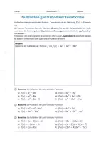 Vorschau - Arbeitsblätter - Nullstellen ganzrationaler Funktionen - Deckblatt