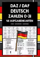 Vorschau - Stationenlernen - DaF/DaZ: Zahlen 0-31 | 48 Differenzierte Aufgabenkarten | Lösungen | A1 - Deckblatt