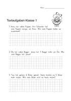 Vorschau - Arbeitsblätter - Textaufgaben Klasse 1 (Begriffe mehr/weniger) - Deckblatt