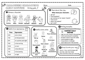 Vista previa - Hojas de trabajo - halloween daily routine para ciclo medio o superior - Portada
