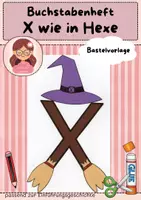 Vorschau - Mal- und Bastelvorlagen - Buchstabenheft X wie in Hexe / Buchstabentier - Deckblatt