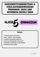 Vorschau - Arbeitsblätter - Kurzarbeitsvorbereitung & Schulaufgabentraining Pronomen, Kasus und Adverbien gezielt üben, Klasse 5 - Deckblatt
