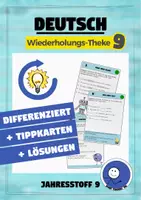 Vorschau - Stationenlernen - Wiederholung Deutsch: Klasse 9 (mit 44 Aufgaben zu wichtigen Themen) - Deckblatt