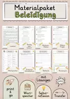 Vorschau - Arbeitsblätter - Beleidigung Arbeitsblätter mit Fragen + Lösungen Lesetext Wortspeicher didaktische Reserve Lesen - Deckblatt