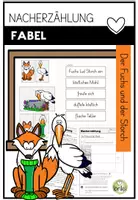 Vorschau - Unterrichtsreihen - Fabel „Der Fuchs und der Storch“ – Nacherzählung üben mit Leitwörtern, Moral - Deckblatt
