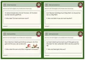 Vorschau - Stationenlernen - Sachaufgaben Karteikarten Weihnachten 2. Klasse Mathe 3-fach differenziert inkl. Selbstkontrolle - Seite 2