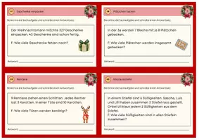 Vorschau - Stationenlernen - Sachaufgaben Karteikarten Weihnachten 3. Klasse 3-fach differenziert inkl. Selbstkontrolle - Seite 3
