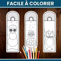 Aperçu - Matériel pour travaux manuels / dessin - Modèle de Marque Pages d’Hiver à Colorier - Page 2