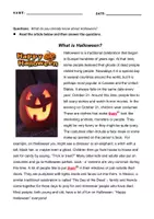 Aperçu - Apprentissages en autonomie - Halloween Reading Comprehension & Grammar Activities - Page 1