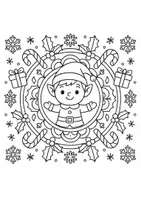 Vorschau - Mal- und Bastelvorlagen - Weihnachtself Mandala Winter Weihnachten Malvorlage - Seite 1