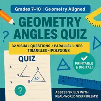 Aperçu - Matériel pour travaux manuels / dessin - ANGLAIS Geometry Angles Quiz | 32 Visual Questions - Page de couverture