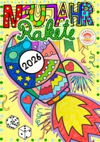 Vorschau - Mal- und Bastelvorlagen - Neujahr/Silvester Kunst Rakete Pop Art 2026 - Deckblatt