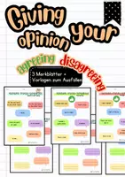 Vorschau - Arbeitsblätter - GIVING YOUR OPINION - Useful Phrases, Agreeing, Disagreeing (3 Merkblätter + Vorlagen) - Deckblatt