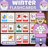 Aperçu - Apprentissages en autonomie - Winter Vocabulary Flashcards December January Activities - Page de couverture