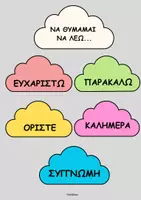 Προεπισκόπηση - Αφίσες - Τα συννεφάκια ευγενείας : "Να θυμάμαι να λέω" ThinkClass - Εξώφυλλο
