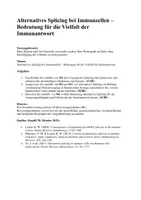 Vorschau - Klassenarbeiten - Klausur: Genetik, Alternatives Splicing - Deckblatt