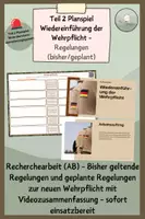 Vorschau - Stundenentwürfe - Wehrpflicht Planspiel | Teil 2: Regelungen - Deckblatt