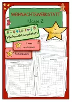 Vorschau - Unterrichtsreihen - Weihnachtswerkstatt Klasse 2 Deutsch, Mathe, Kunst - Deckblatt