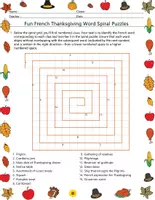 Aperçu - Jeux - French Thanksgiving vocabulary puzzles | Mots en spirale - Page 1