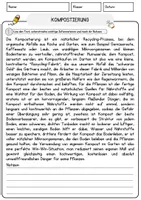 Vorschau - Arbeitsblätter - Kompostierung Umwelt Lesetext mit Richtig Falsch Multiple Choice und Offenen Fragen - Seite 1