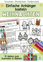 Vorschau - Arbeitsblätter - Weihnachten einfache Anhänger (Mobile) basteln Kunst in der Vorschule, Klasse 1 und Förderschule (Schneideübung) - Deckblatt