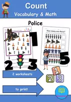 Vorschau - Arbeitsblätter - Polizei / Police - Zählen / Count - auf Englisch “How many?” - Deckblatt