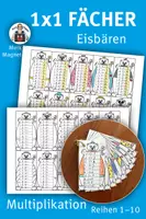 Vorschau - Mal- und Bastelvorlagen - Einmaleins Fächer inkl. Poster, EISBÄREN-Klasse, Multiplikation - Deckblatt