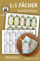 Vorschau - Mal- und Bastelvorlagen - Einsdurcheins Fächer inkl. Poster, SCHILDKRÖTEN-Klasse, Division - Deckblatt