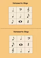 Vorschau - Aufgabenkarten - Notenwerte-Bingo - Seite 1