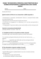 anteprima - Compiti in classe/Test - Esame: Riconoscere le principali caratteristiche delle scimmie antropomorfe e confrontarle con l’essere umano - Pagina 1