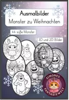 Vorschau - Mal- und Bastelvorlagen - Ausmalbilder Weihnachten: Süße Monster im Winter - Deckblatt