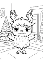 Vorschau - Mal- und Bastelvorlagen - Ausmalbilder Weihnachten: Süße Monster im Winter - Seite 1