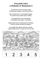 Aperçu - Apprentissages en autonomie - Jeu de doigts de Noël : Cinq petits lutins (maternelle, CP) - Page 1